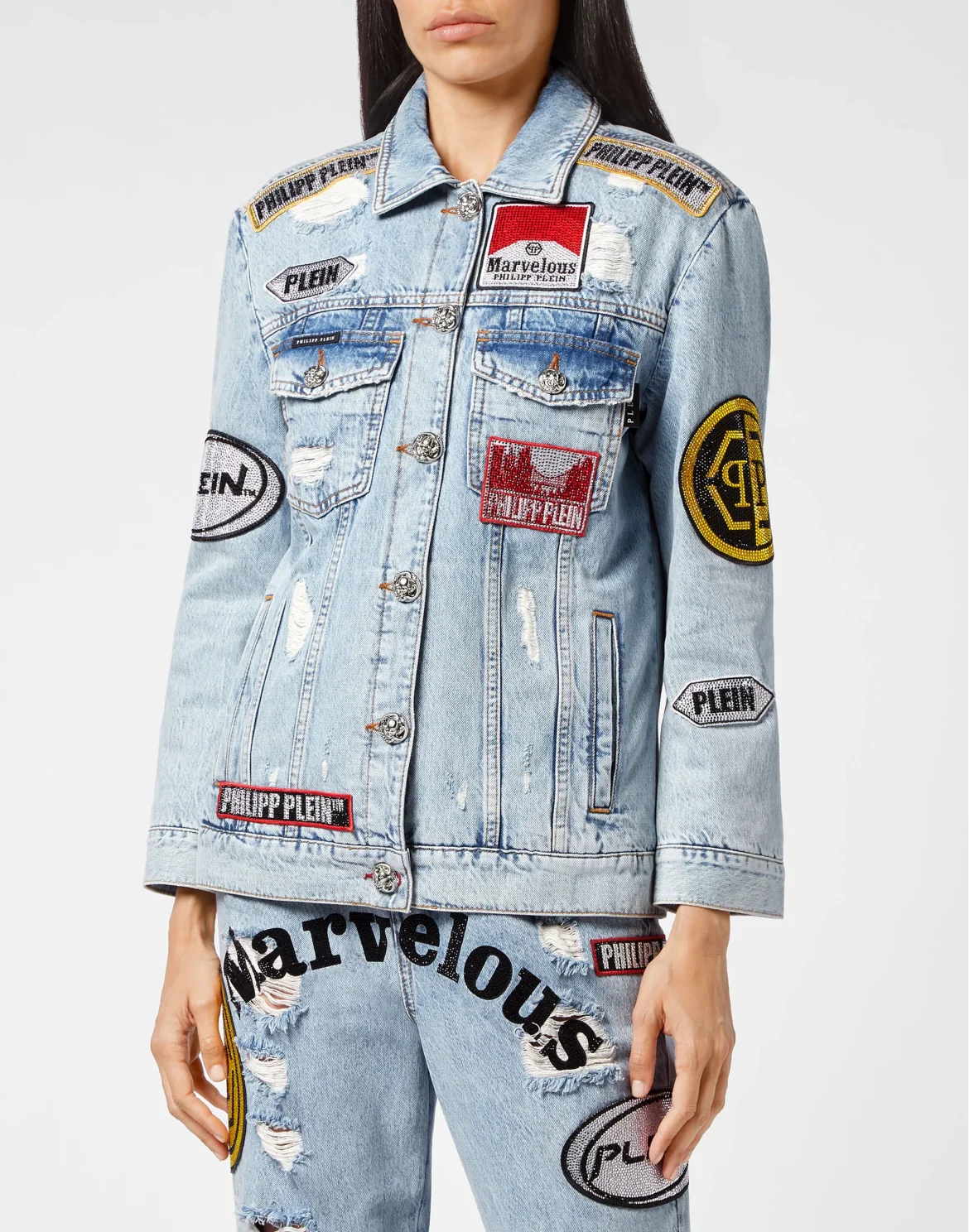 Denim Jacket stones Oversize Marvelous, цвет: Голубой