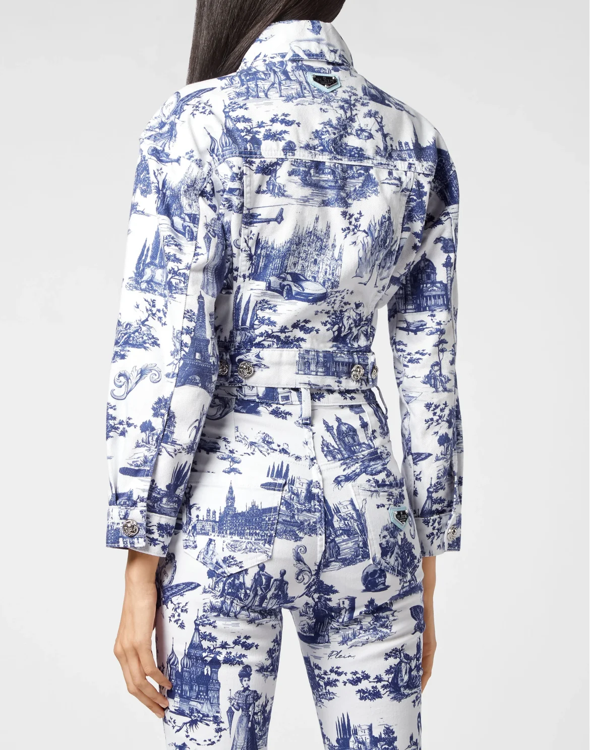 Denim Jacket Cropped Print En PLEIN air, цвет: Белый