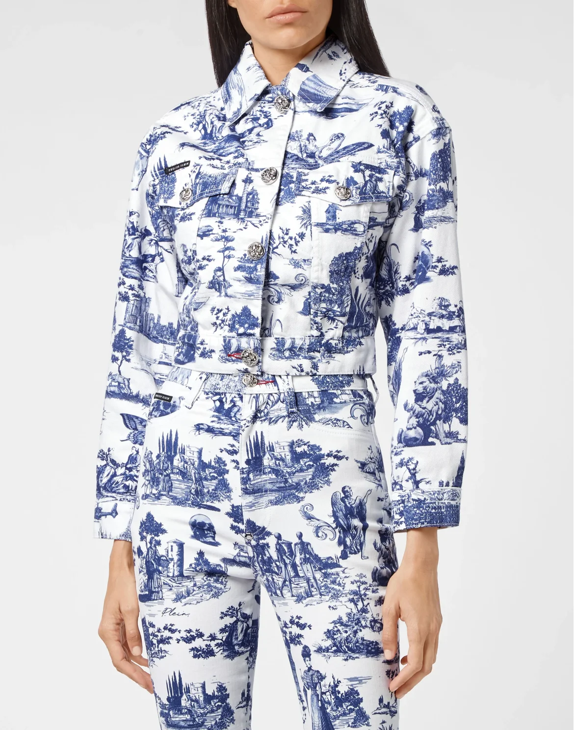 Denim Jacket Cropped Print En PLEIN air, цвет: Белый