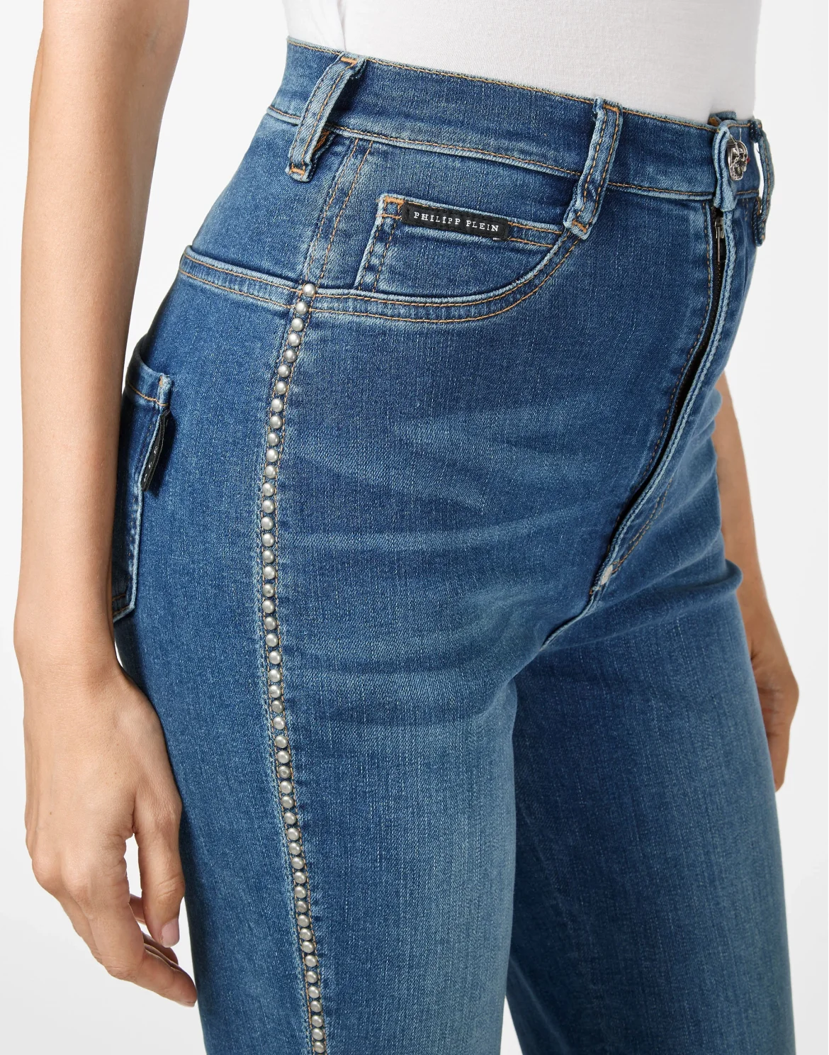 Denim Super High Waist Jegging Studs, цвет: Синий