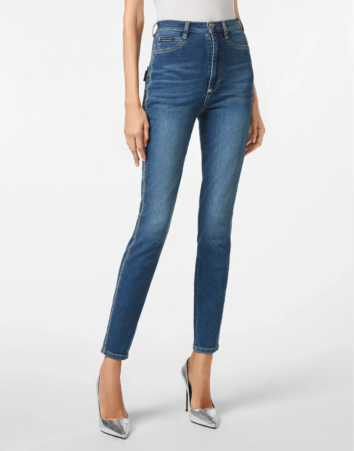 Denim Super High Waist Jegging Studs, цвет: Синий
