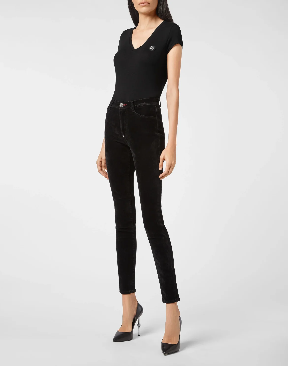 Denim High Waist Jegging Iconic Plein, цвет: Черный