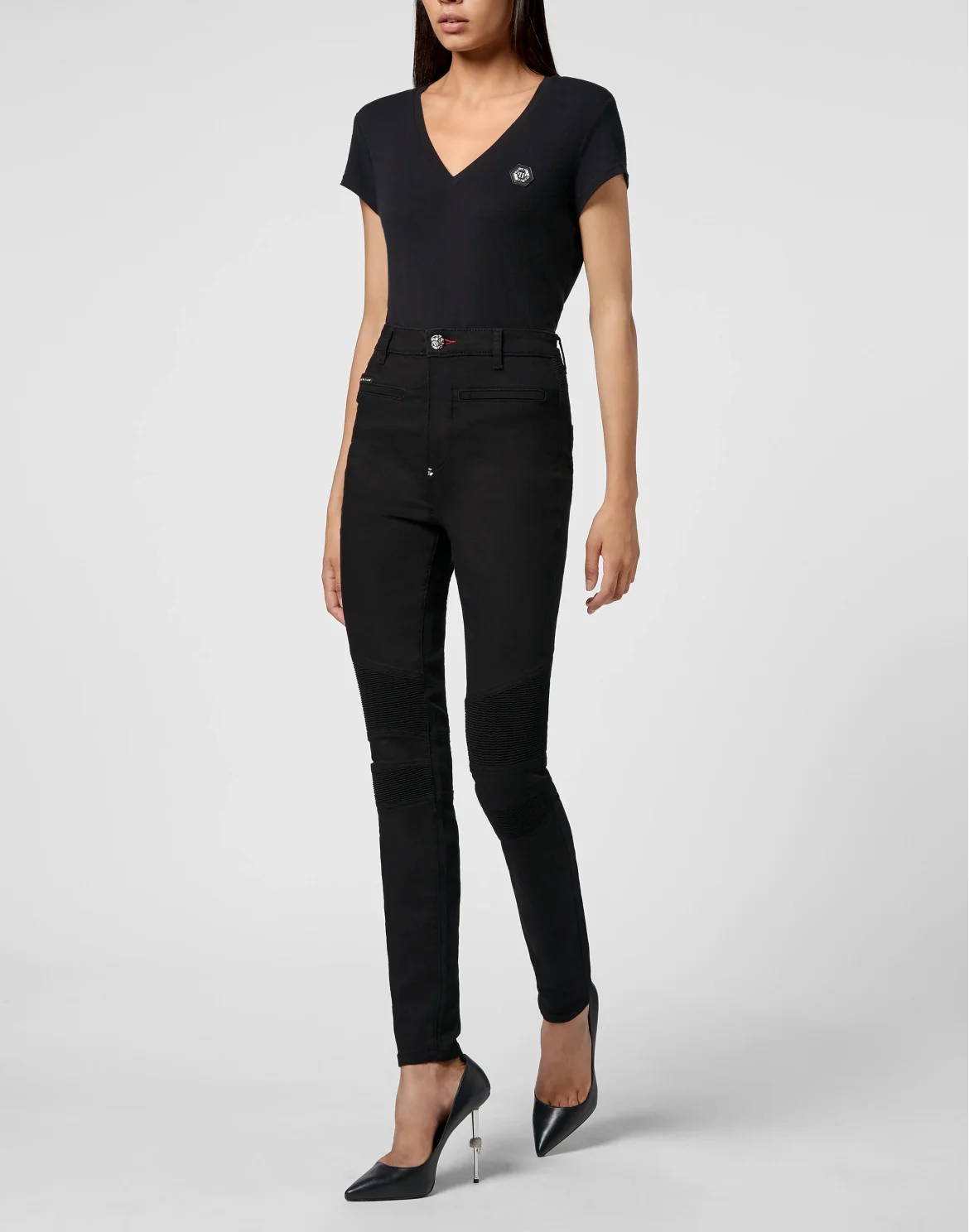 Denim  High Waist Biker Iconic Plein, цвет: Черный