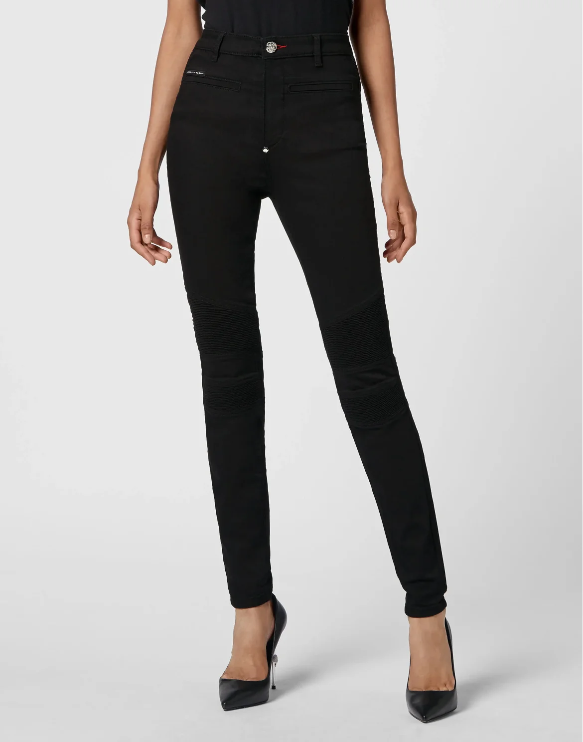 Denim  High Waist Biker Iconic Plein, цвет: Черный