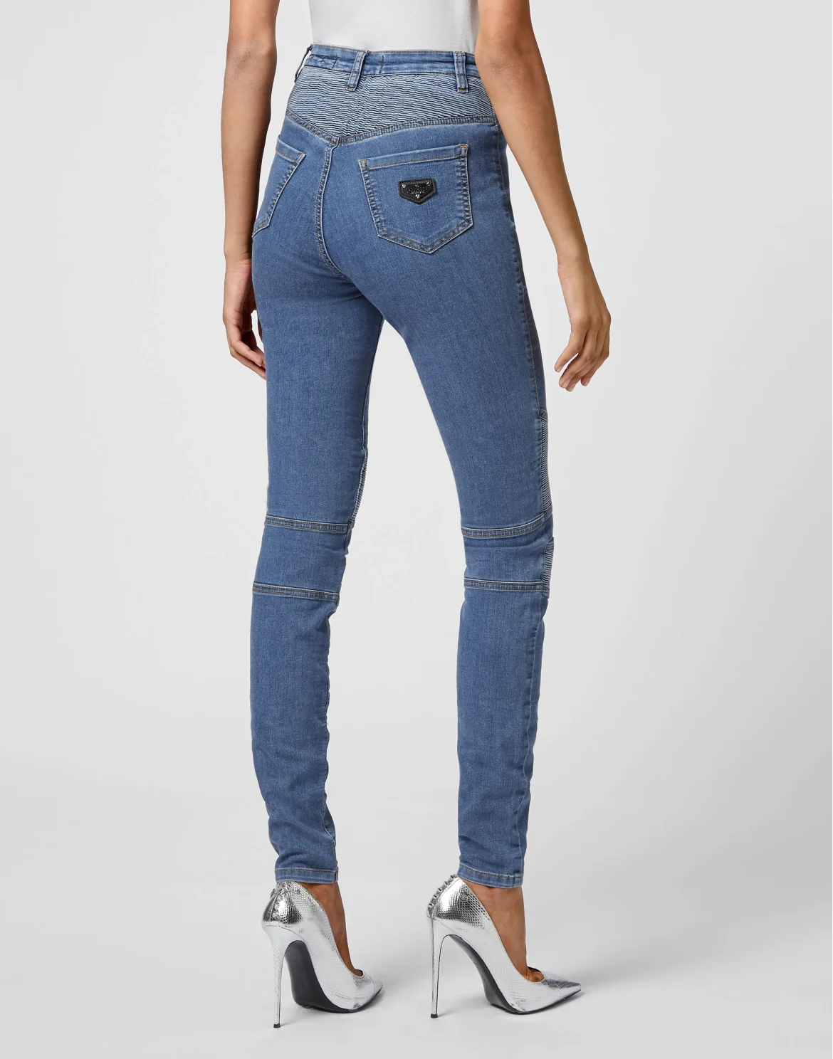 Denim  High Waist Biker Iconic Plein, цвет: Синий