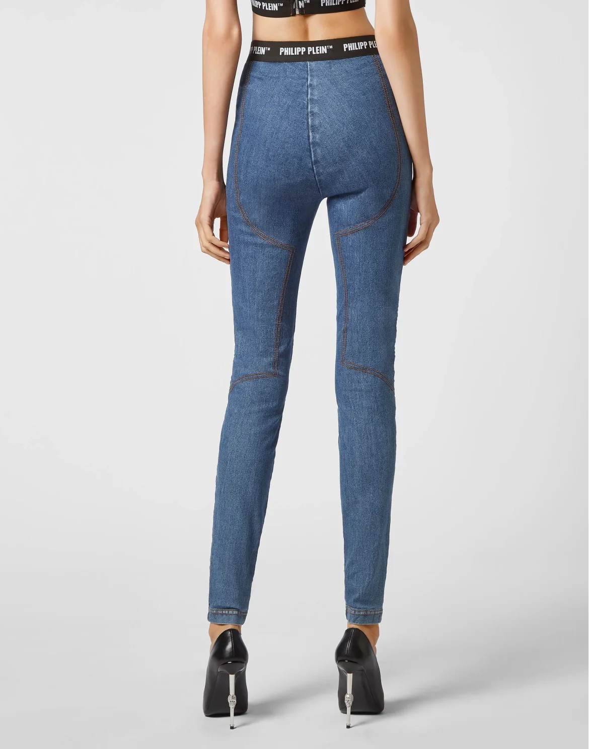 Denim Super Stretch Leggins Philipp Plein TM, цвет: Синий