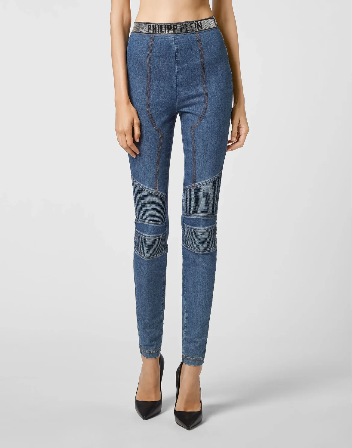 Denim Super Stretch Leggins Philipp Plein TM, цвет: Синий