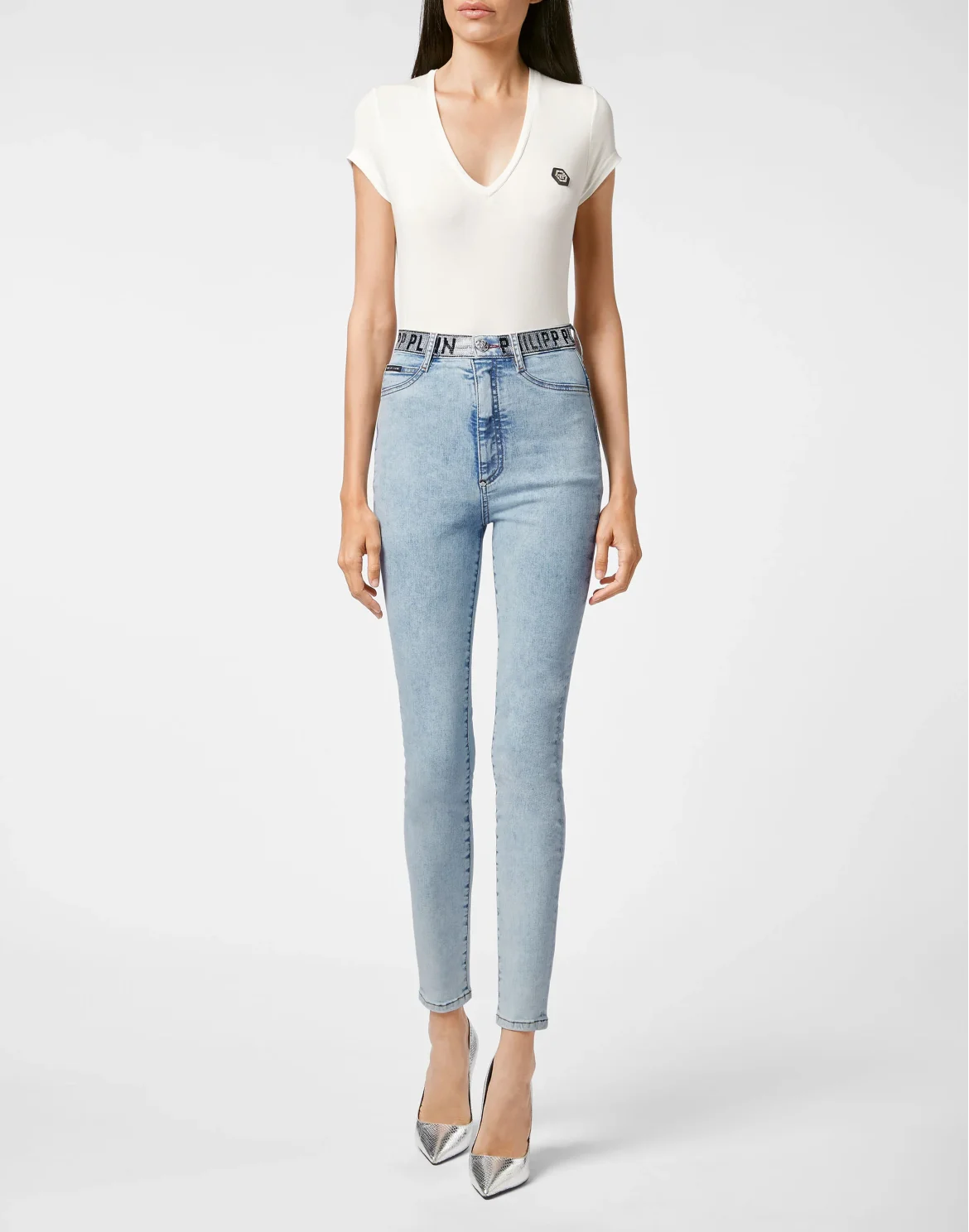 Denim Super High Waist Jegging Philipp Plein TM, цвет: Голубой