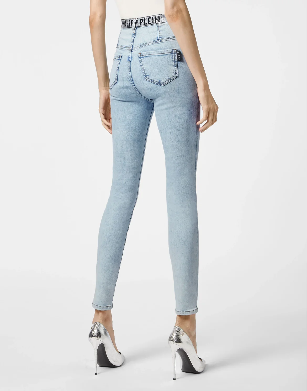 Denim Super High Waist Jegging Philipp Plein TM, цвет: Голубой