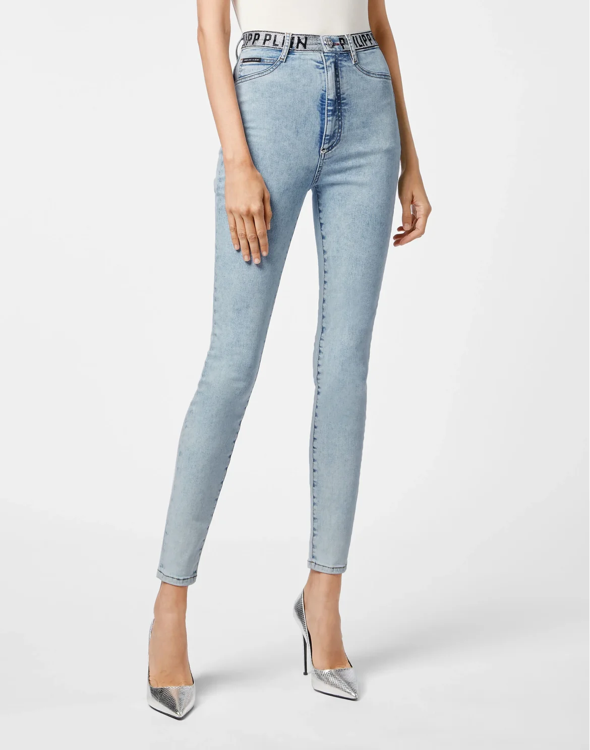 Denim Super High Waist Jegging Philipp Plein TM, цвет: Голубой