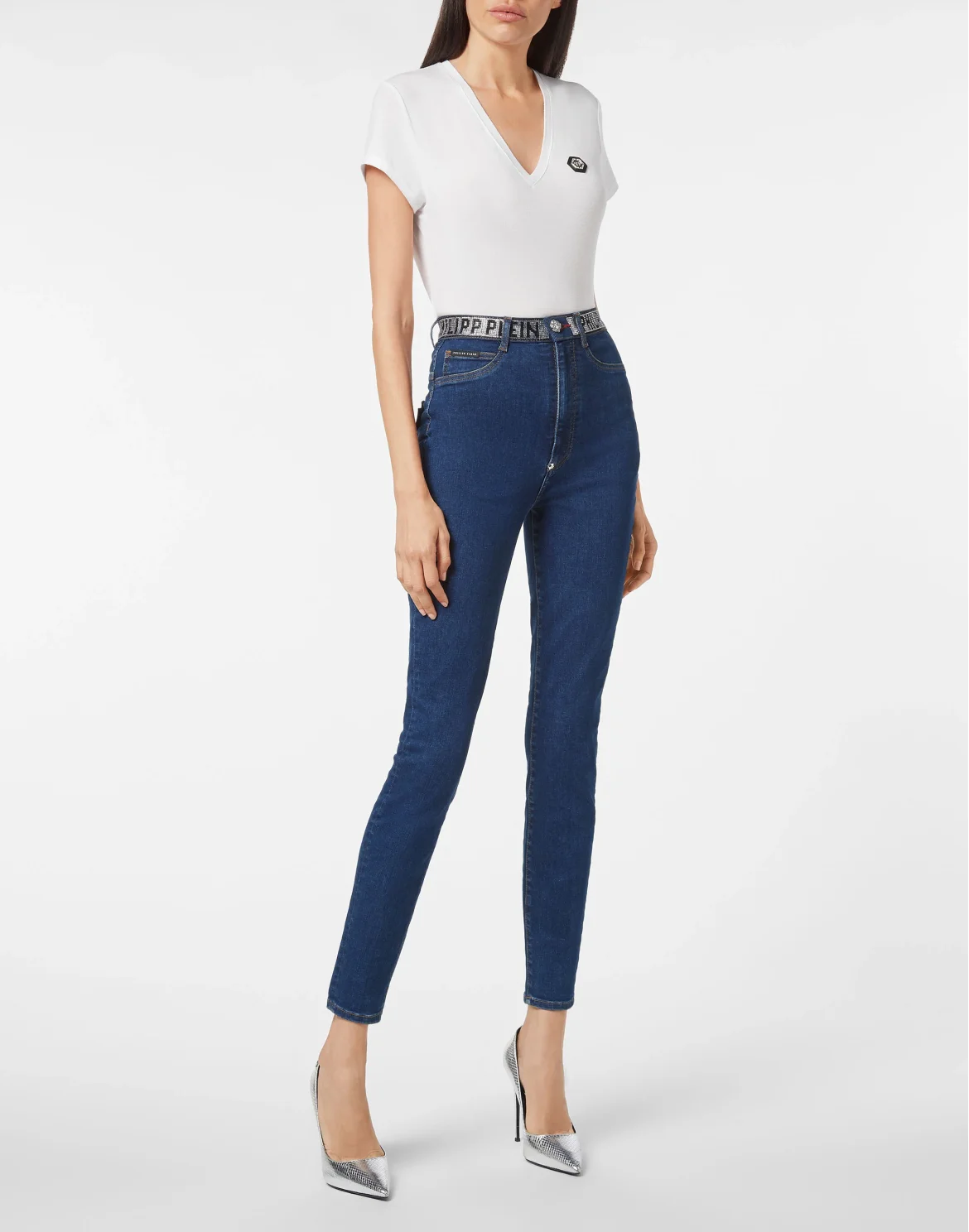Denim Super High Waist Jegging Philipp Plein TM, цвет: Синий