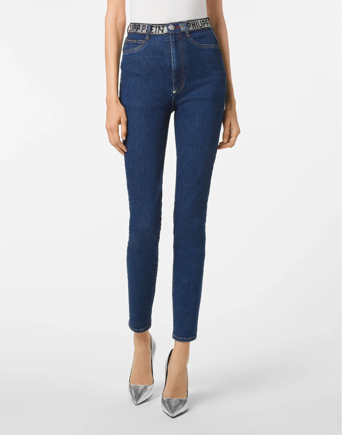 Denim Super High Waist Jegging Philipp Plein TM, цвет: Синий
