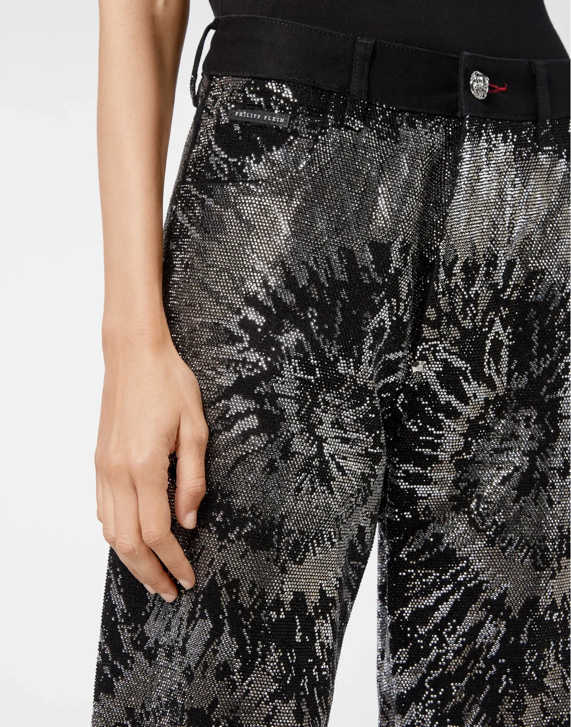 Denim High Rise Fit Black+White Stones Tiedye Tie dye, цвет: Черный