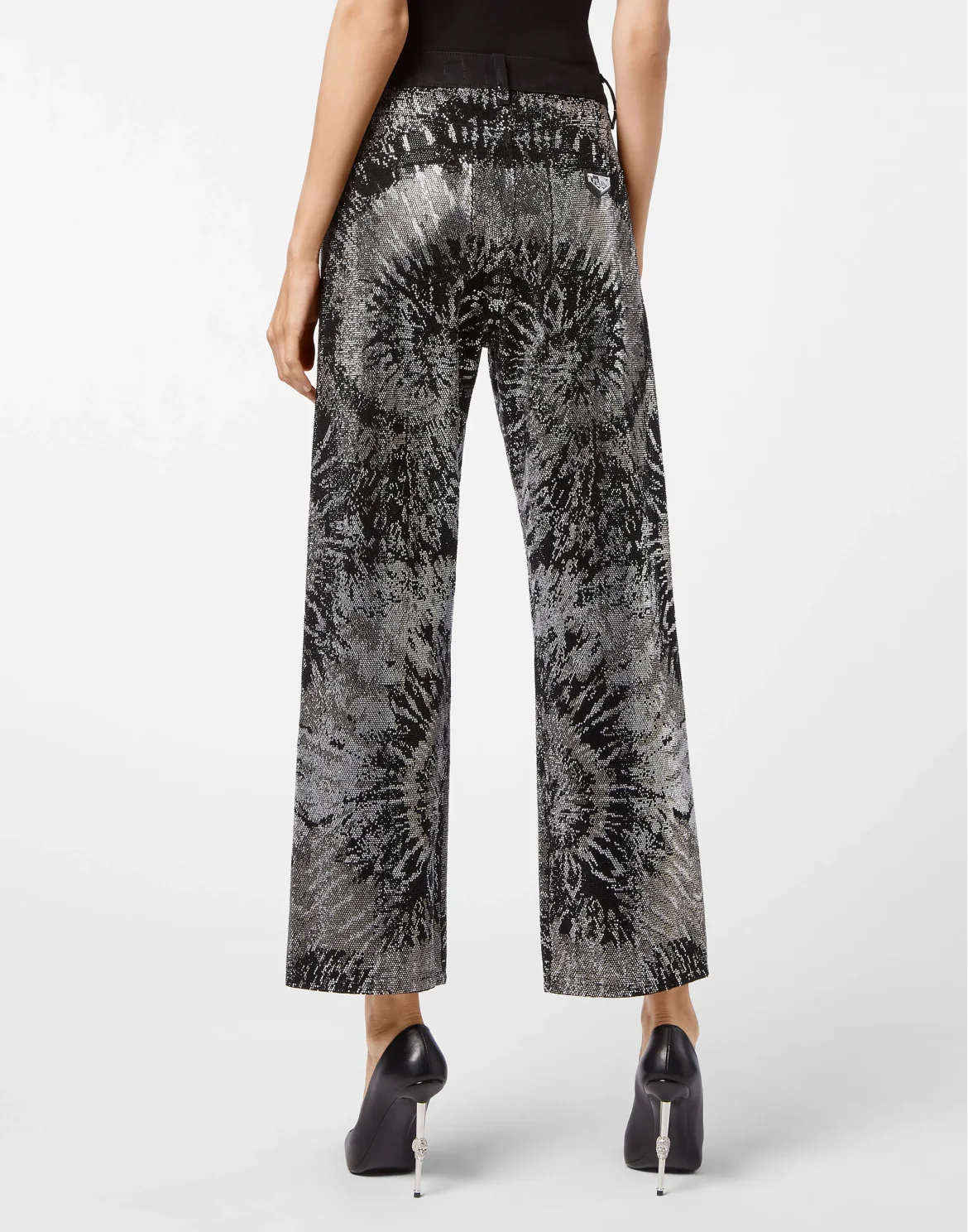 Denim High Rise Fit Black+White Stones Tiedye Tie dye, цвет: Черный
