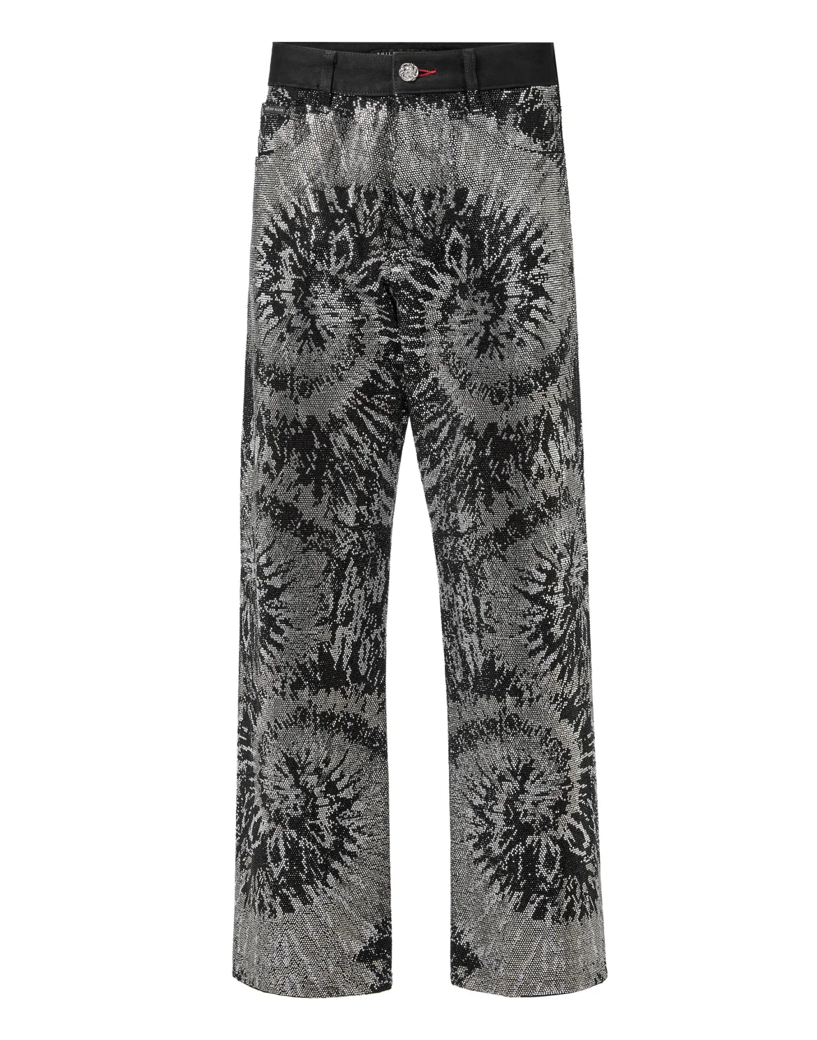 Denim High Rise Fit Black+White Stones Tiedye Tie dye, цвет: Черный
