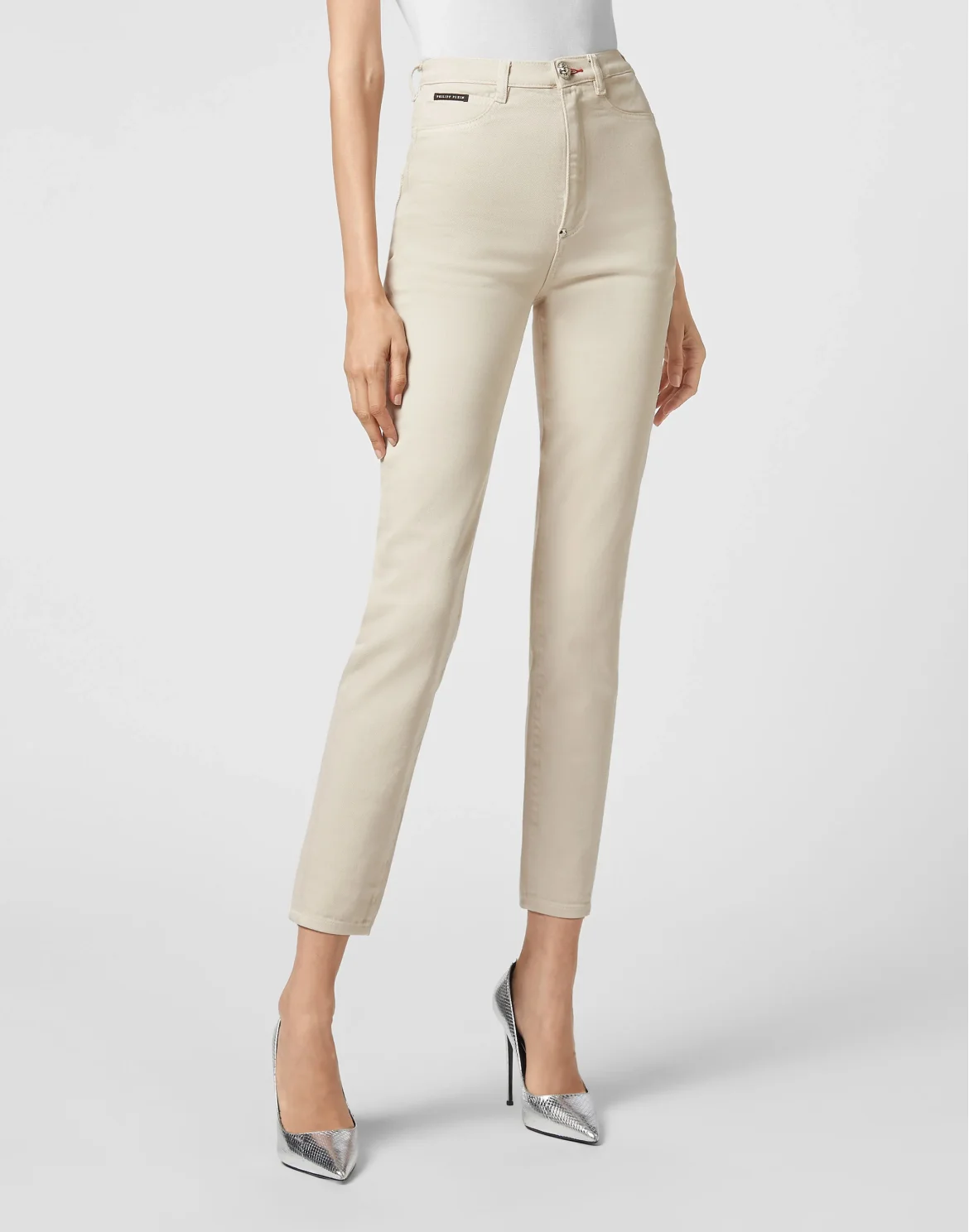 Denim Super High Waist Jegging Iconic Plein, цвет: Бежевый