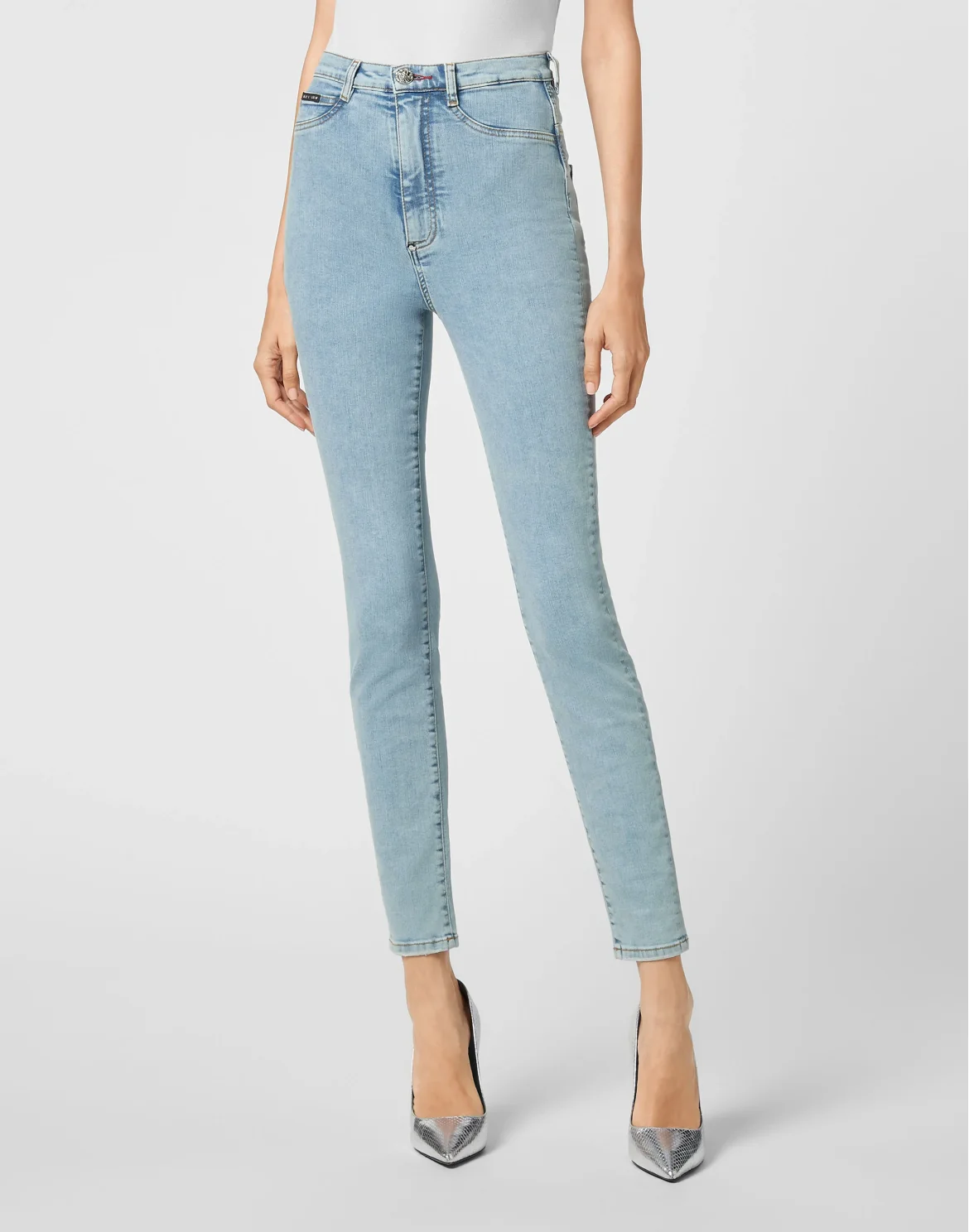 Denim Super High Waist Jegging Iconic Plein, цвет: Голубой
