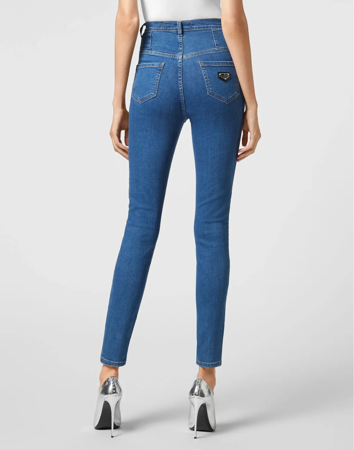 Denim Super High Waist Jegging Iconic Plein, цвет: Синий