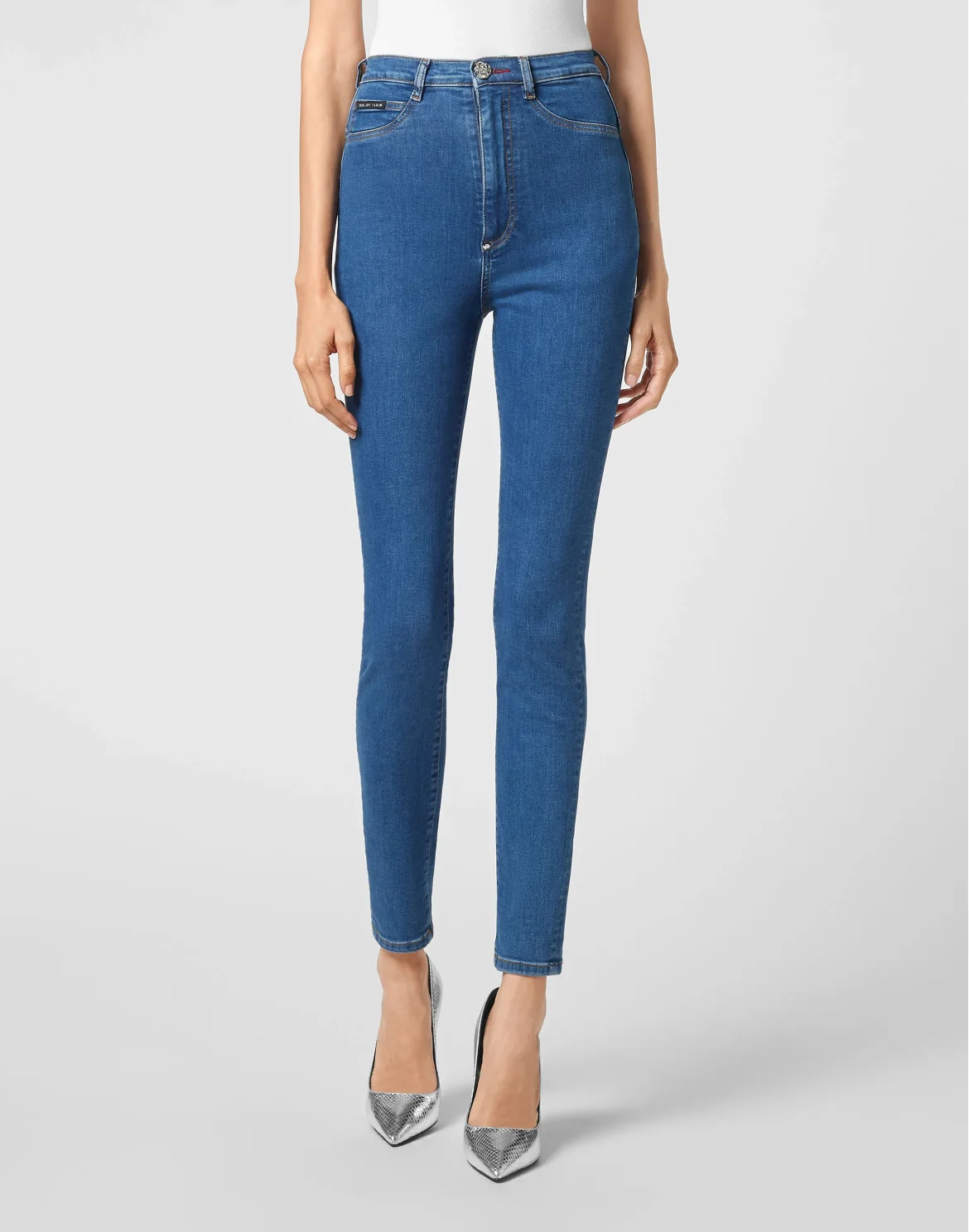 Denim Super High Waist Jegging Iconic Plein, цвет: Синий