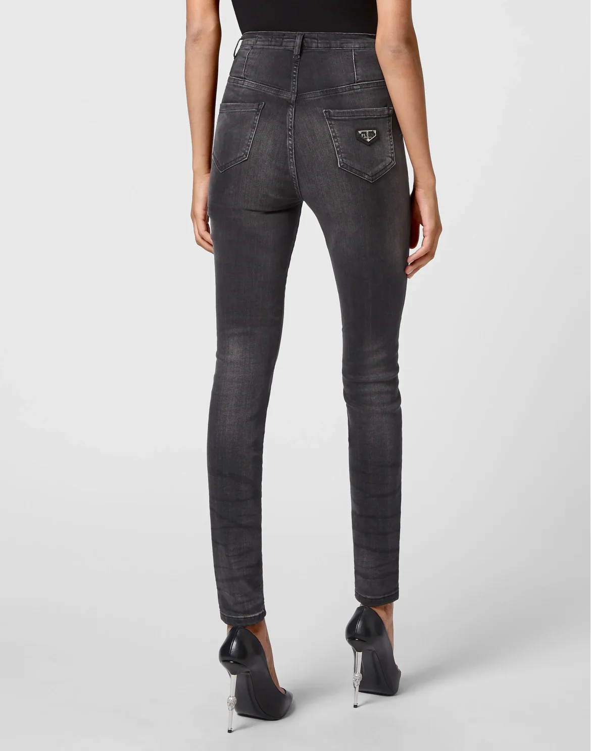 Denim Super High Waist Jegging Iconic Plein, цвет: Черный