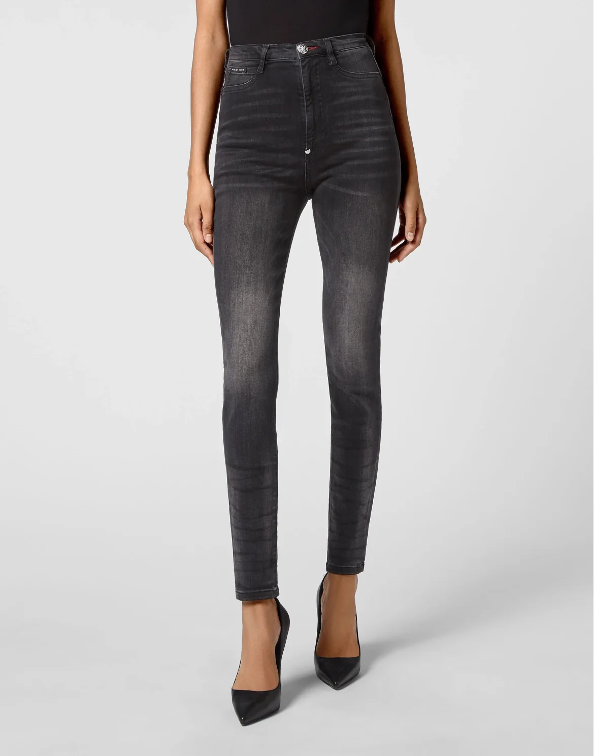 Denim Super High Waist Jegging Iconic Plein, цвет: Черный