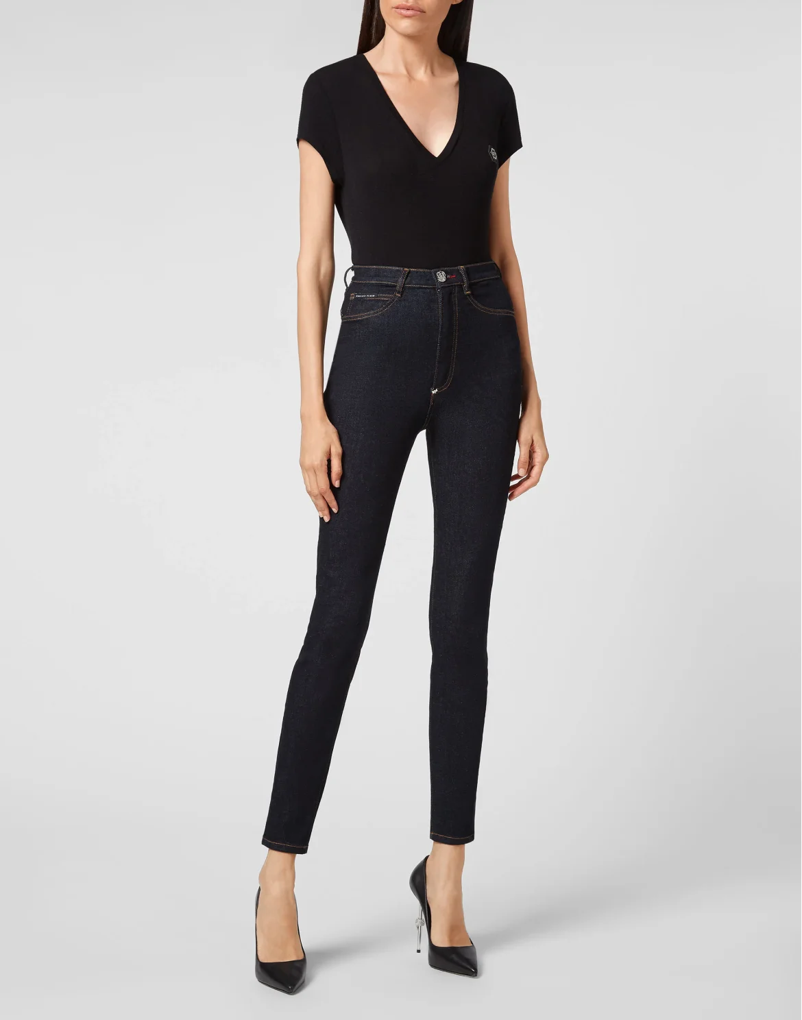 Denim Super High Waist Jegging Iconic Plein, цвет: Синий