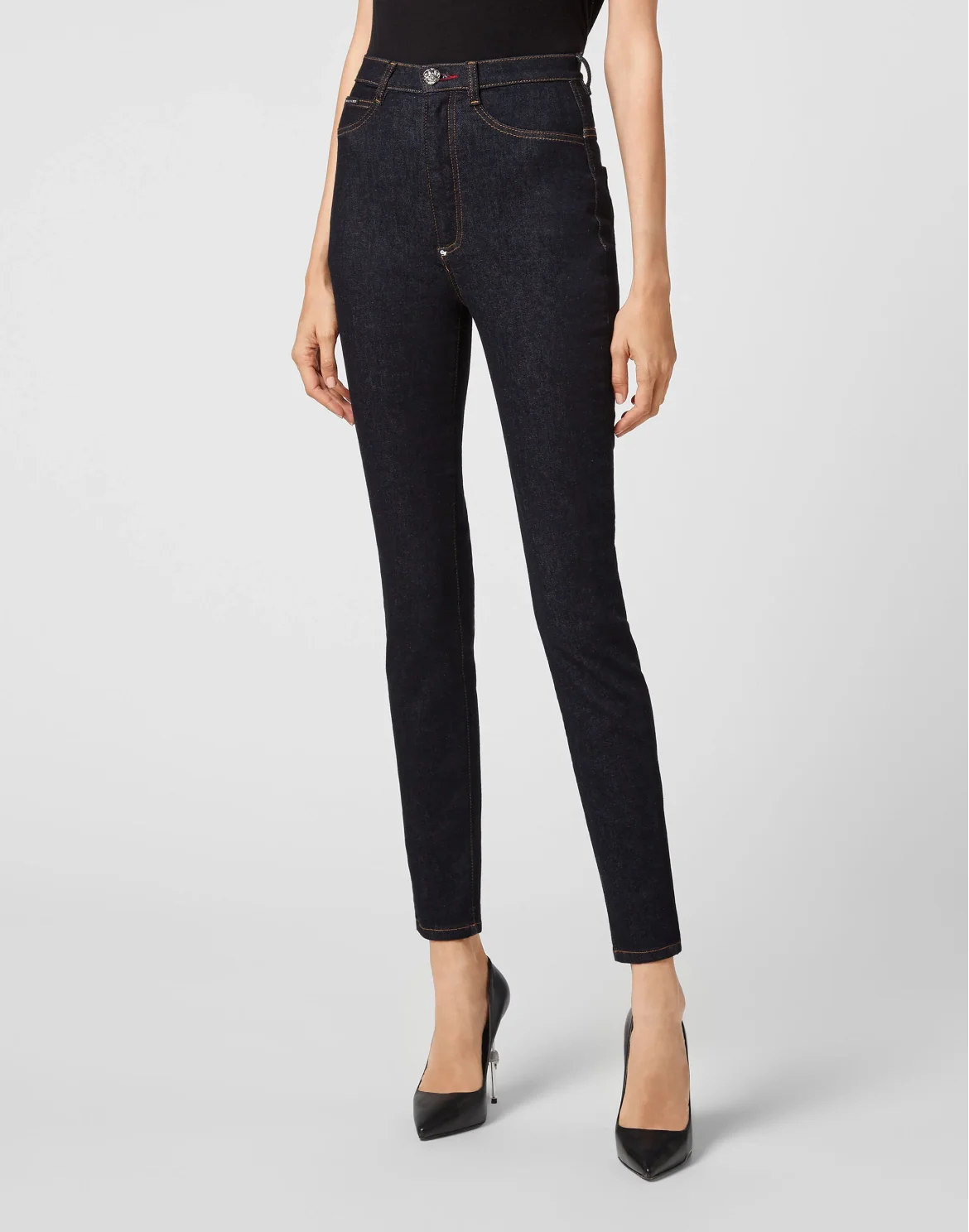 Denim Super High Waist Jegging Iconic Plein, цвет: Синий