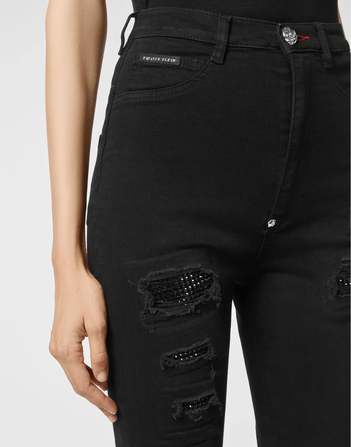 Denim Super High Waist Jegging Jet Destroyed, цвет: Черный
