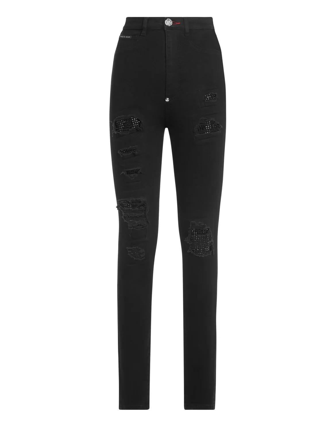 Denim Super High Waist Jegging Jet Destroyed, цвет: Черный