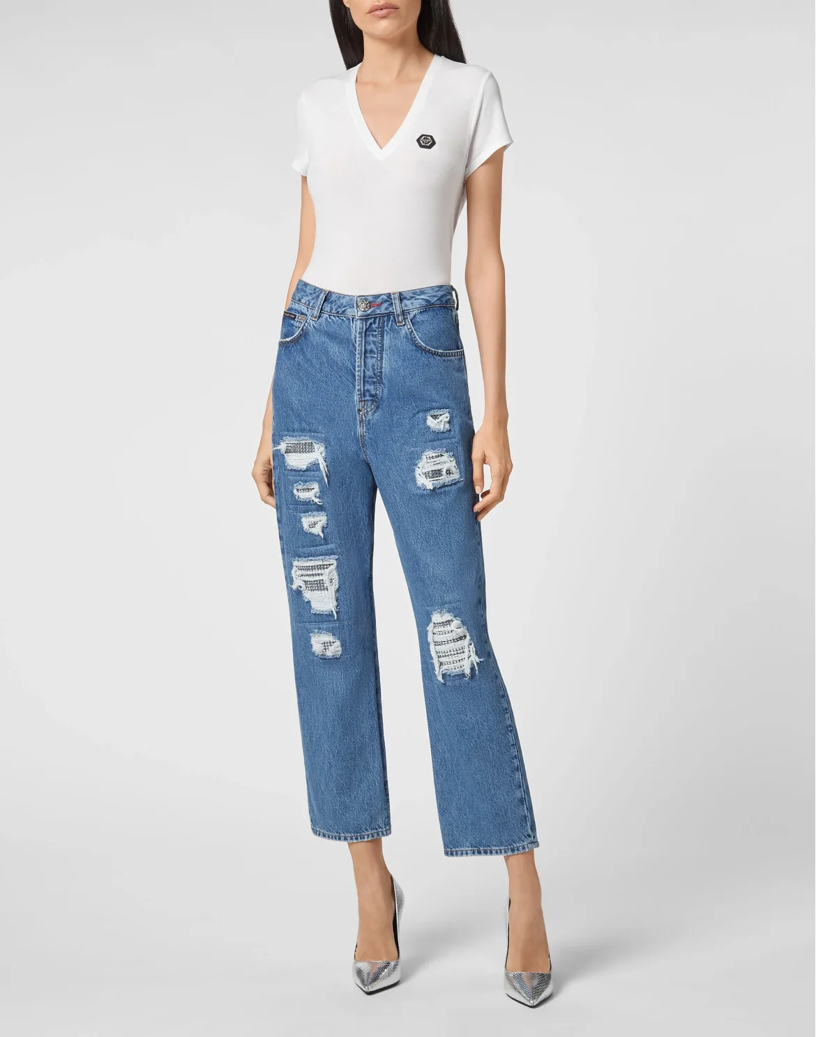 Denim Loose Fit Jet Destroyed, цвет: Синий