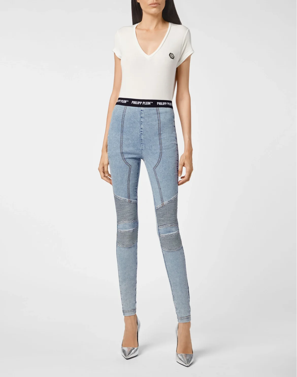 Super High Waist Leggings Philipp Plein TM, цвет: Голубой