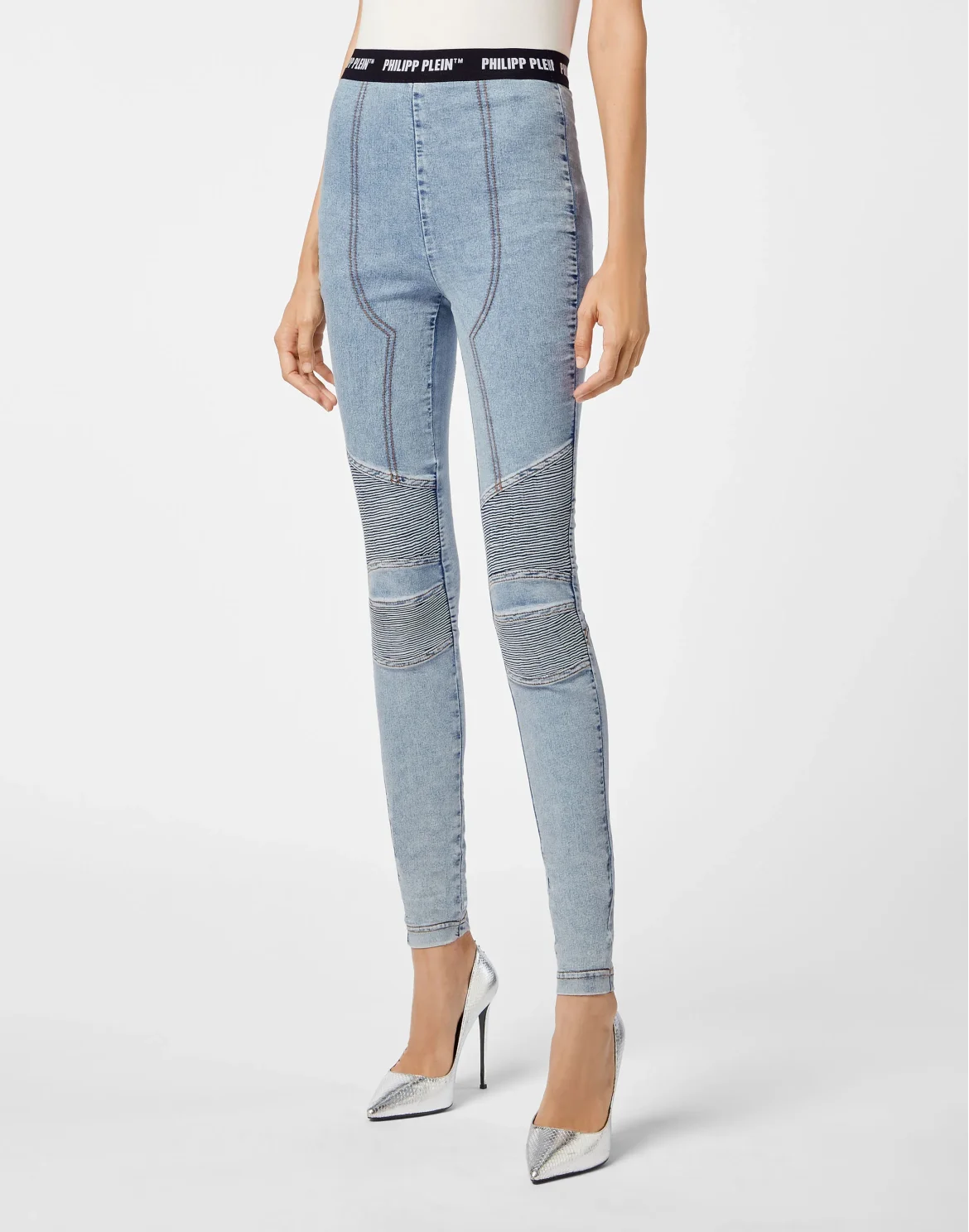 Super High Waist Leggings Philipp Plein TM, цвет: Голубой