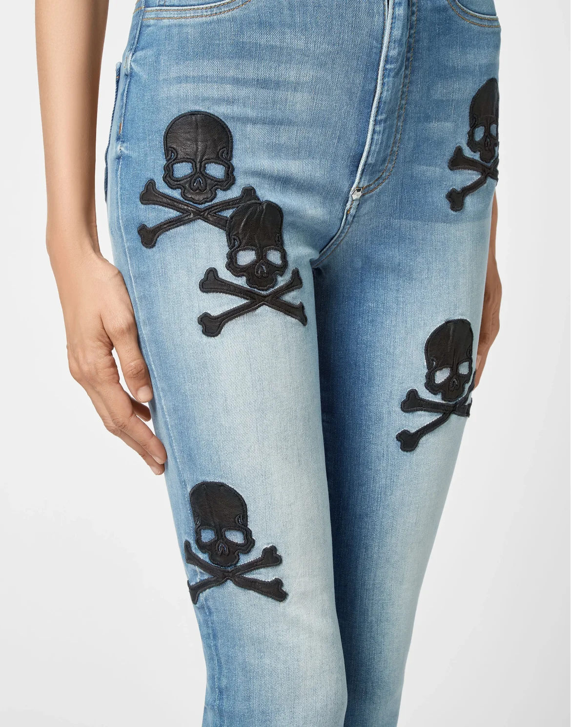 Denim Super High Waist Jegging Skull, цвет: Синий