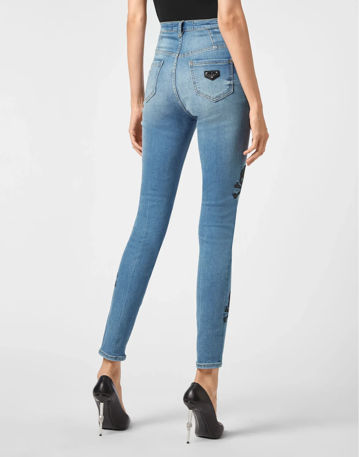 Denim Super High Waist Jegging Skull, цвет: Синий