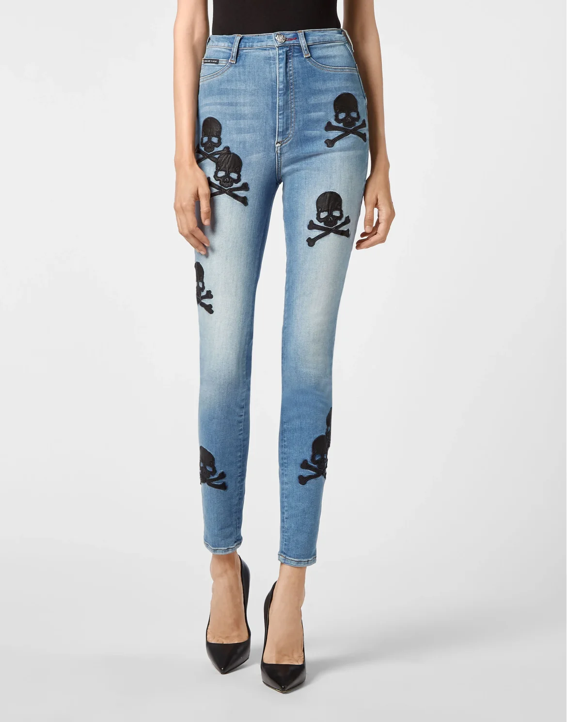 Denim Super High Waist Jegging Skull, цвет: Синий