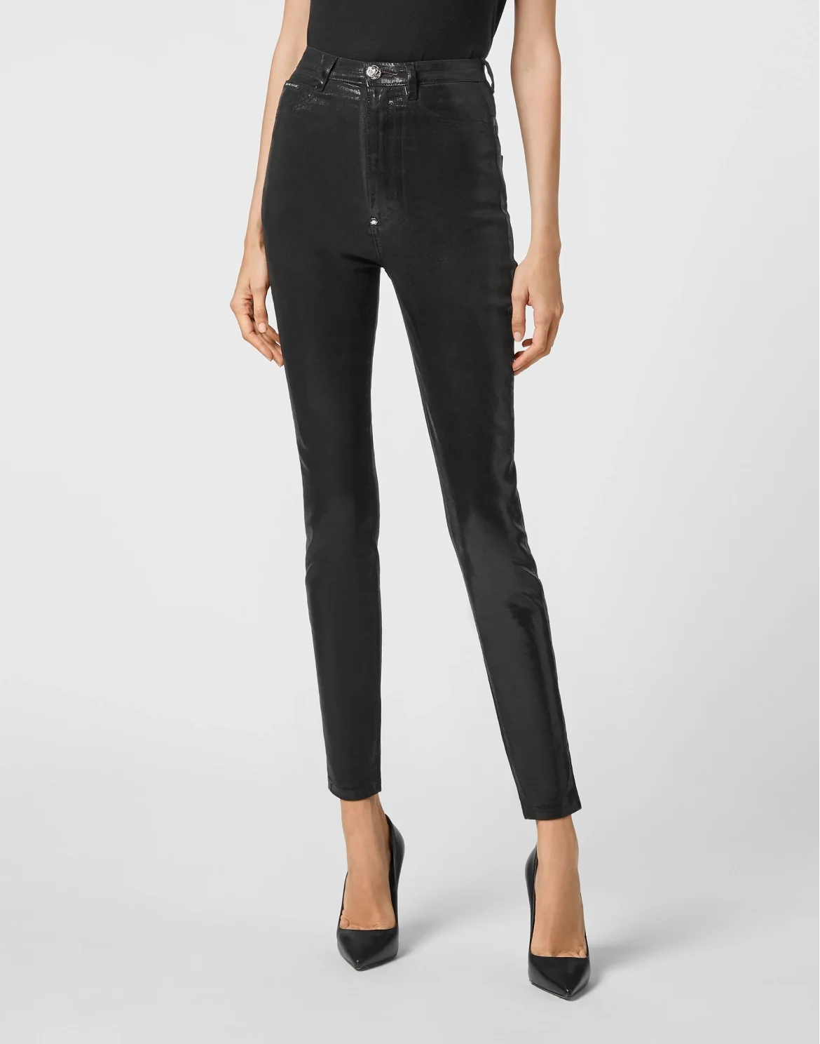 Denim Super High Waist Jegging Iconic Plein, цвет: Черный