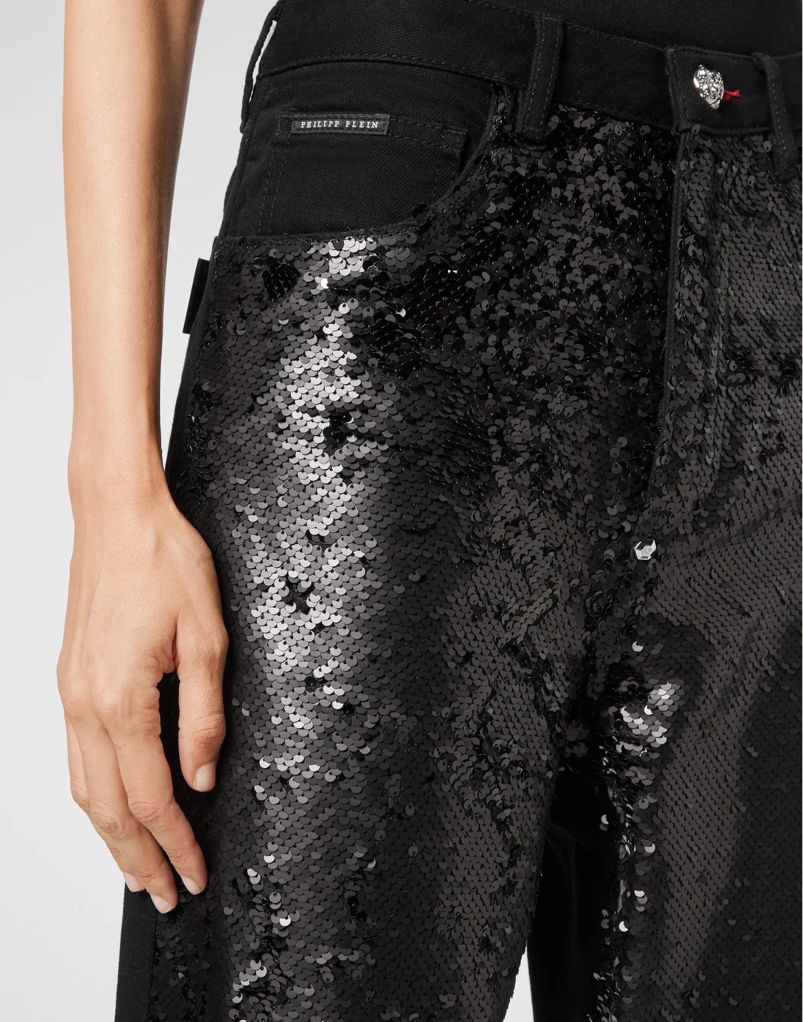 Denim Trousers Super Loose Fit Paillettes, цвет: Черный