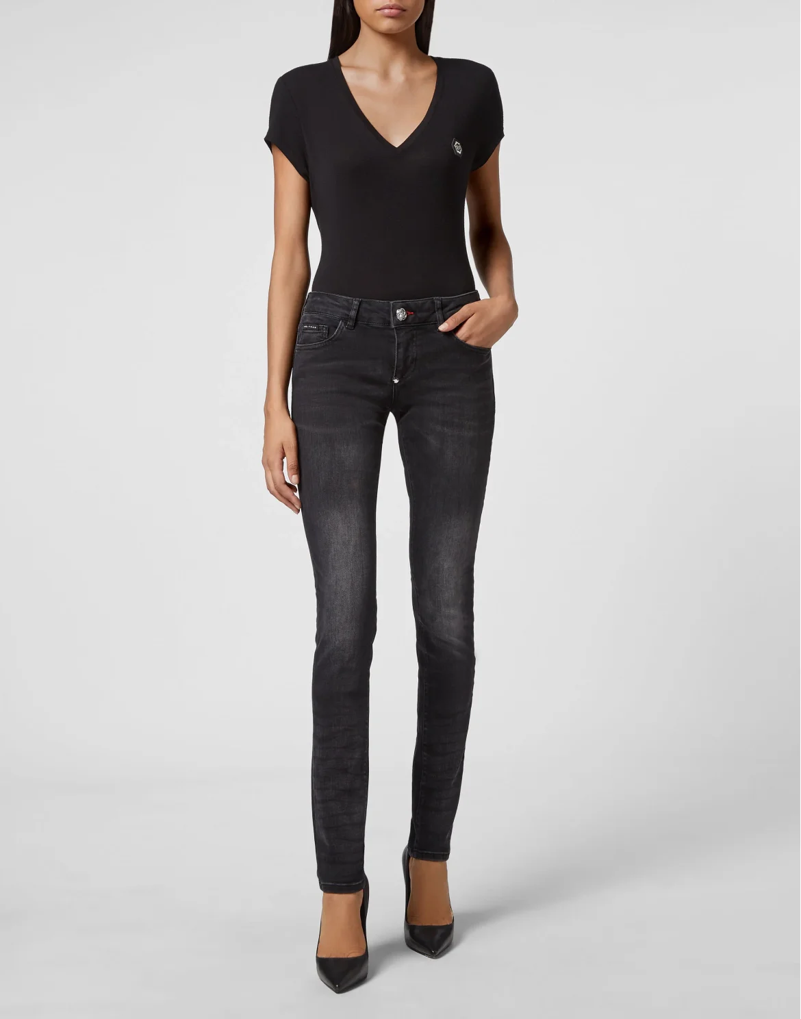 Denim Trousers Slim Fit, цвет: Черный