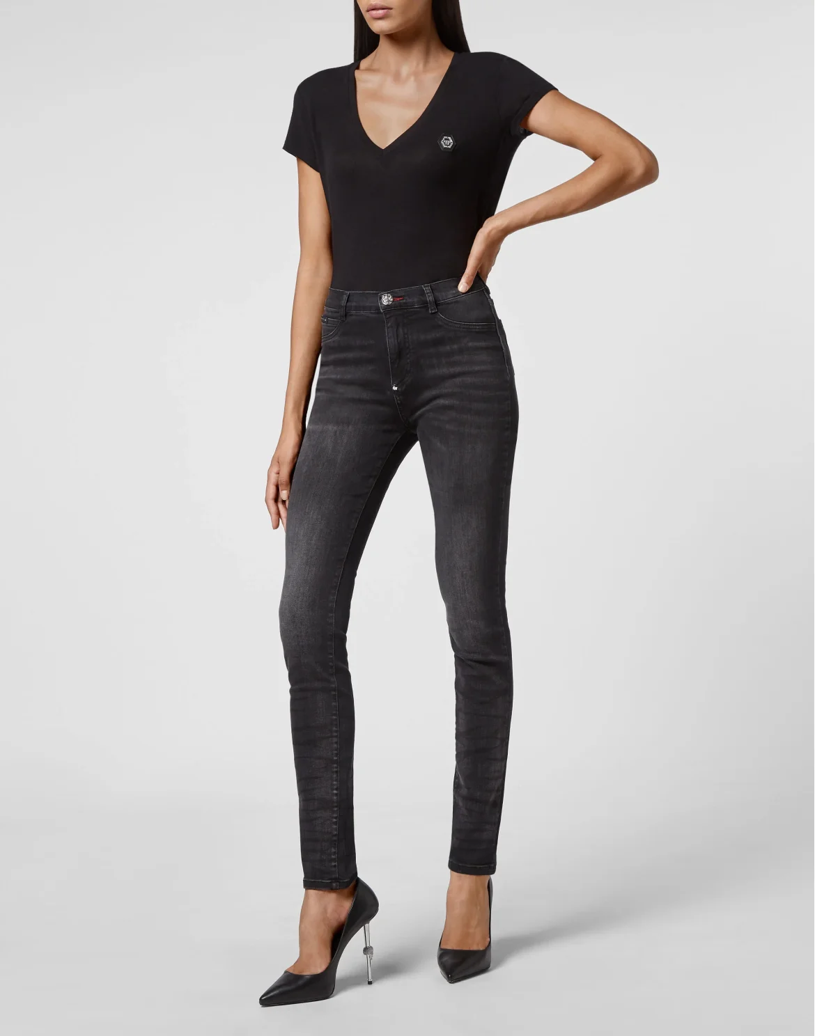 Denim High Waist Jegging, цвет: Черный