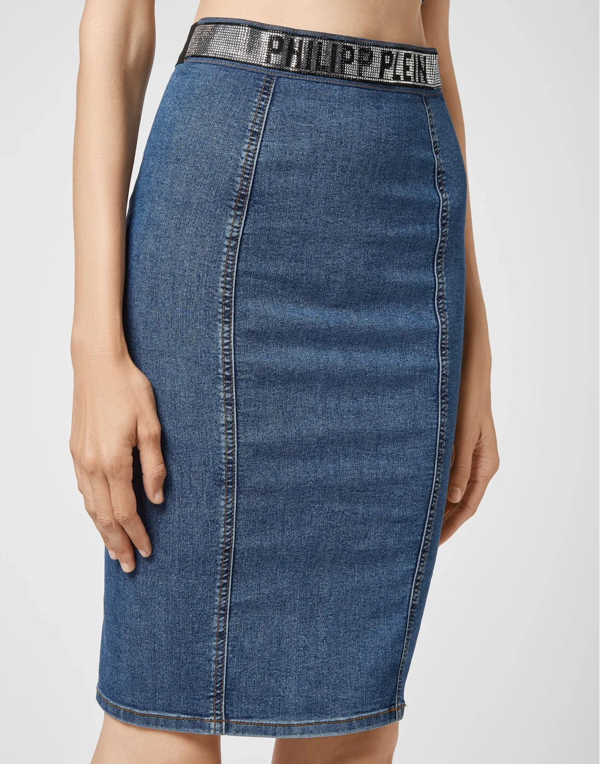 Denim Super Stretch Skirt Philipp Plein TM, цвет: Синий