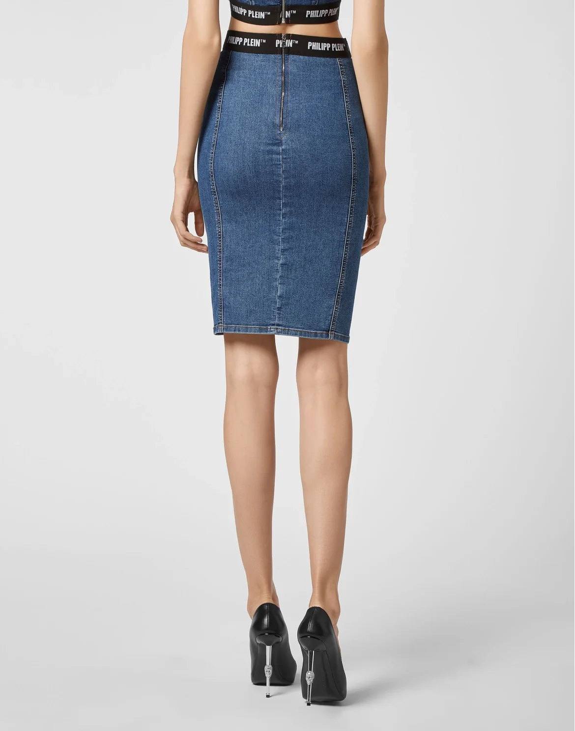Denim Super Stretch Skirt Philipp Plein TM, цвет: Синий
