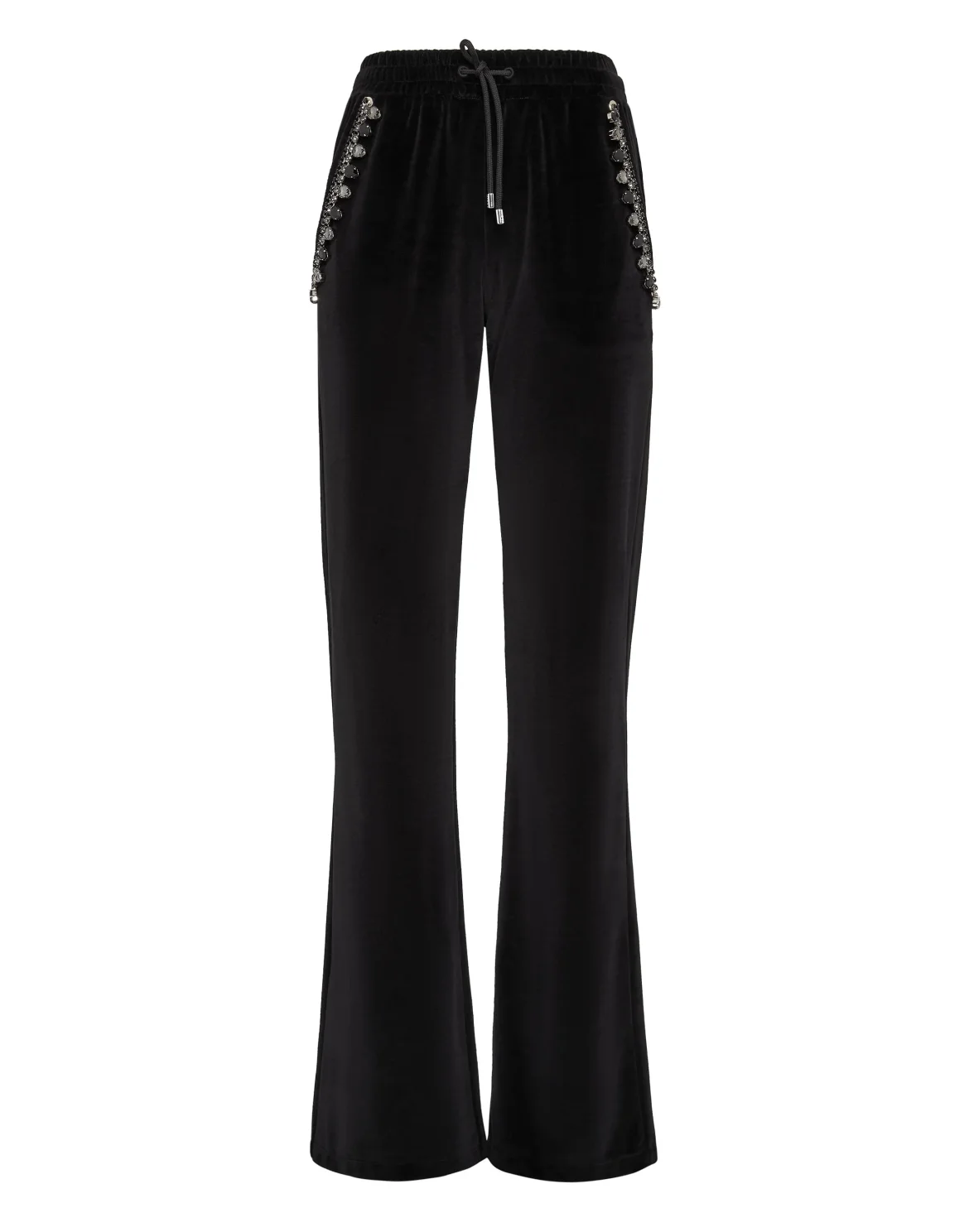 Velvet Jogging Trousers Crystal Chain, цвет: Черный
