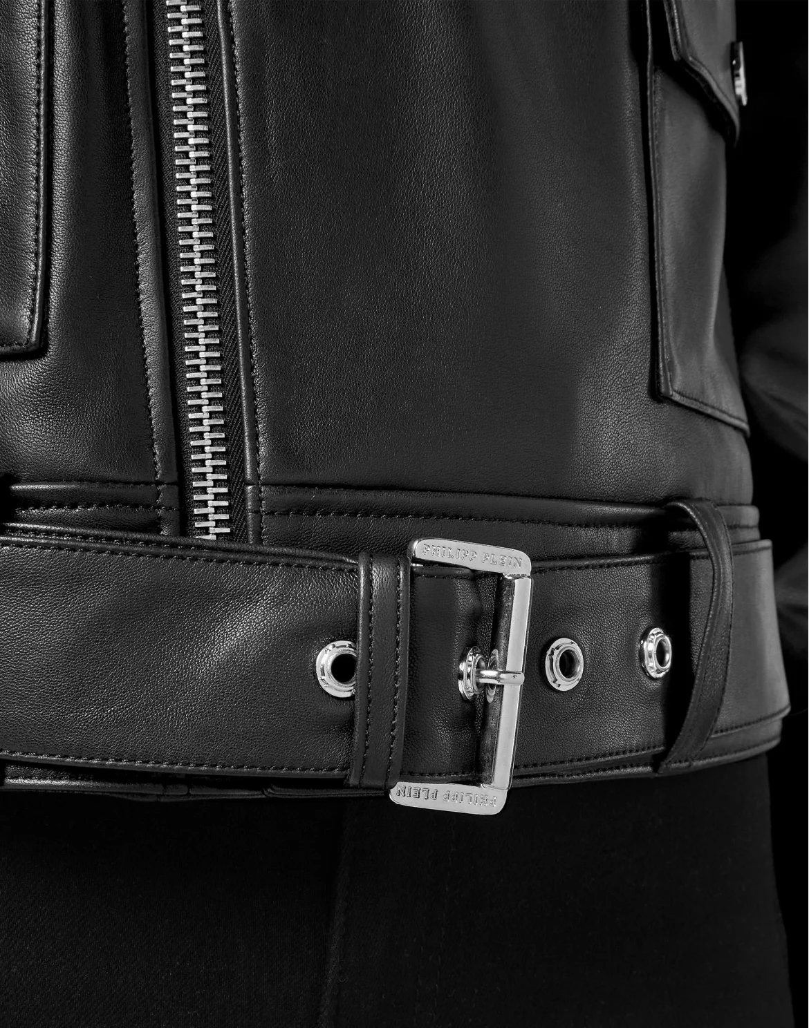 Leather Biker Iconic Plein, цвет: Черный
