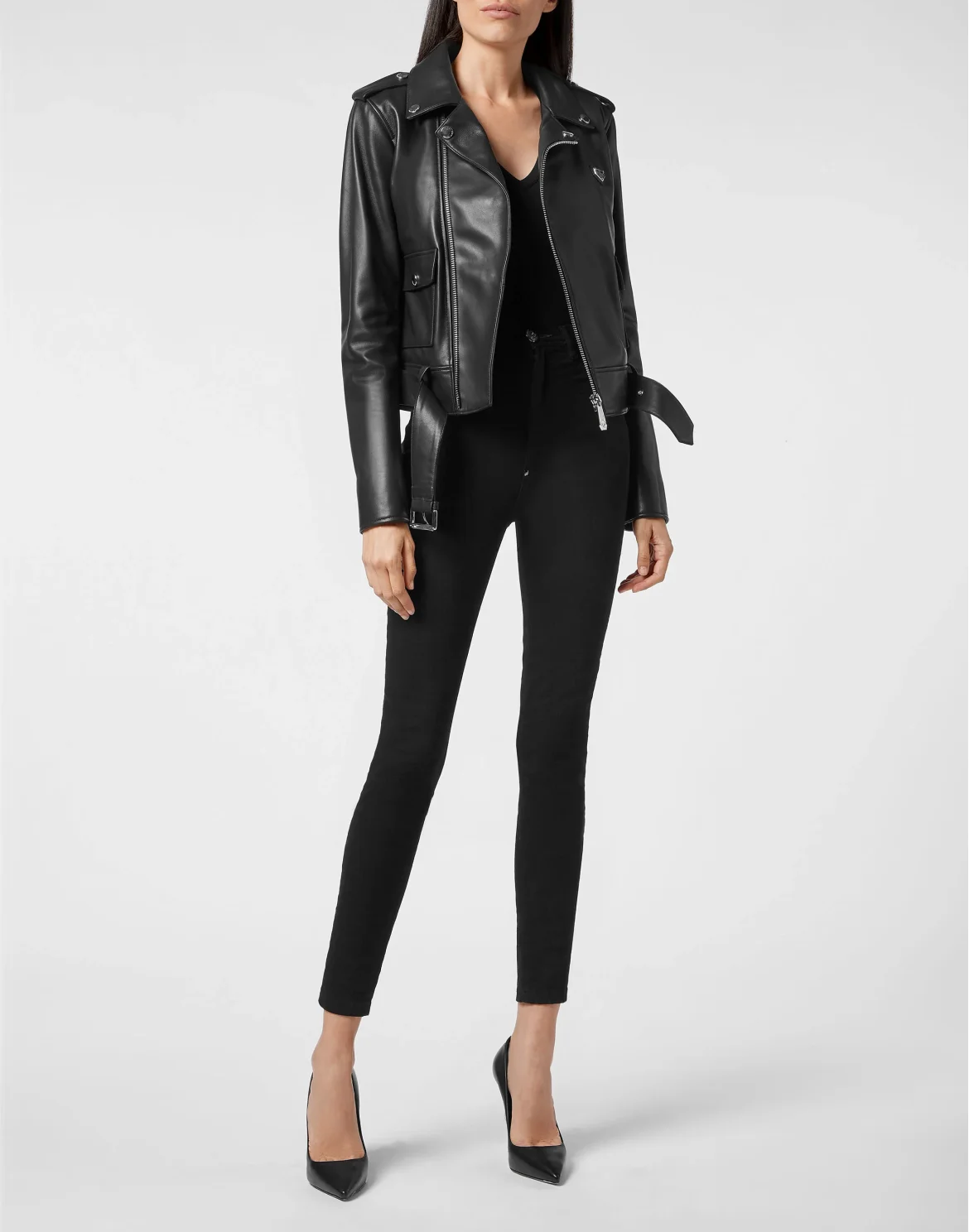 Leather Biker Iconic Plein, цвет: Черный