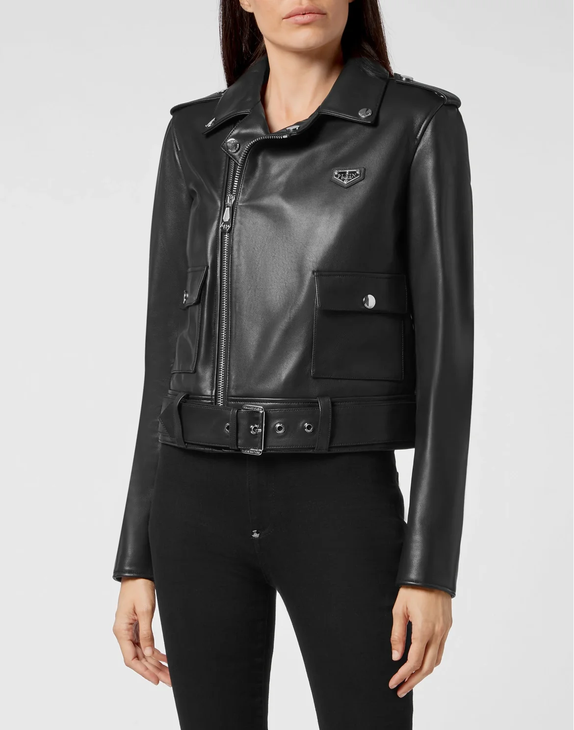 Leather Biker Iconic Plein, цвет: Черный