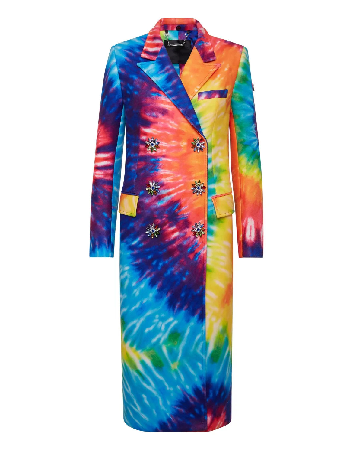 Coat Long Fur Insert Tie dye, цвет: Мультиколор
