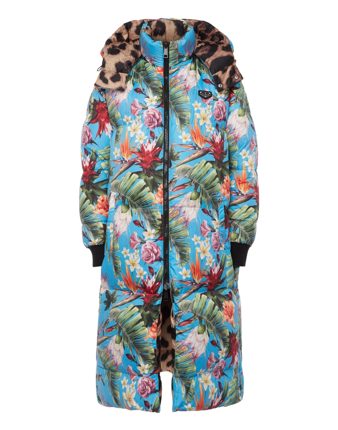 Reversible Nylon Long Jacket Iconic Plein, цвет: Леопард