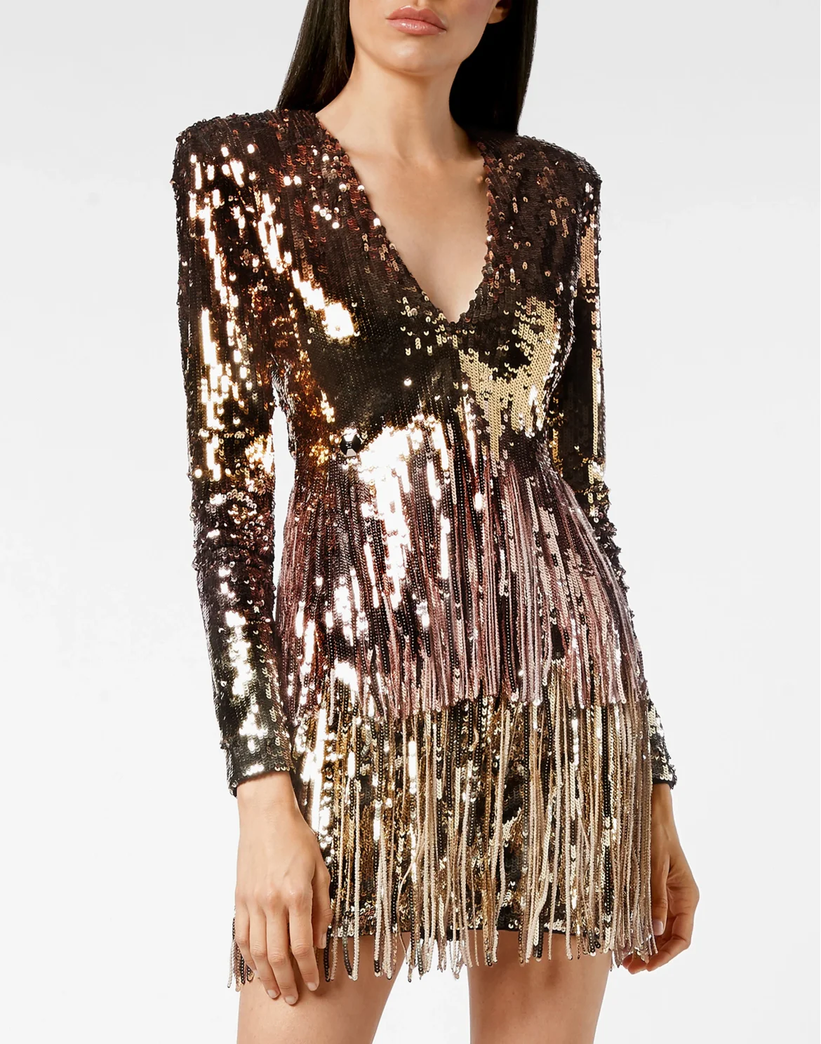 Short Dress Fringe Degradé Paillettes, цвет: Золотой
