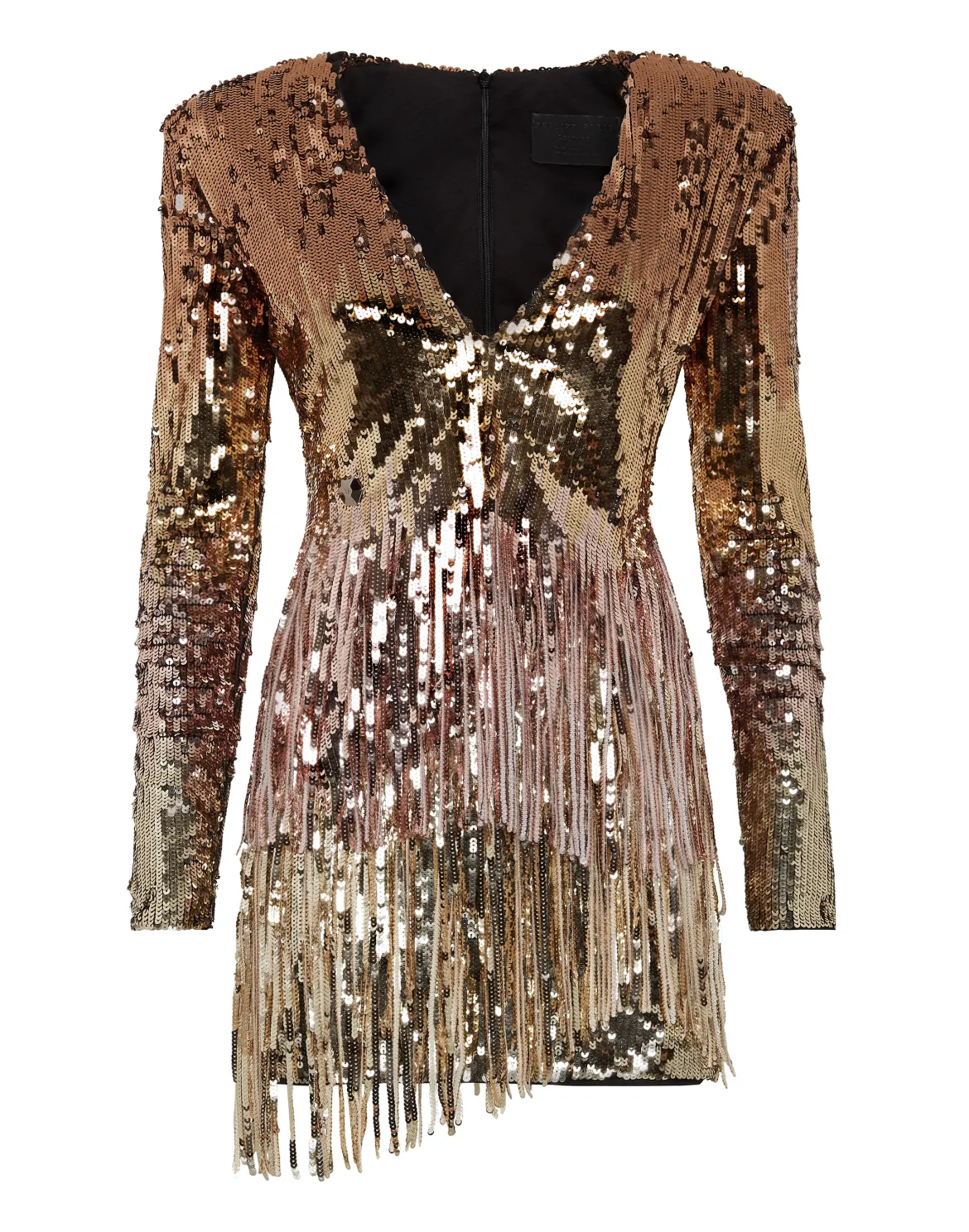 Short Dress Fringe Degradé Paillettes, цвет: Золотой