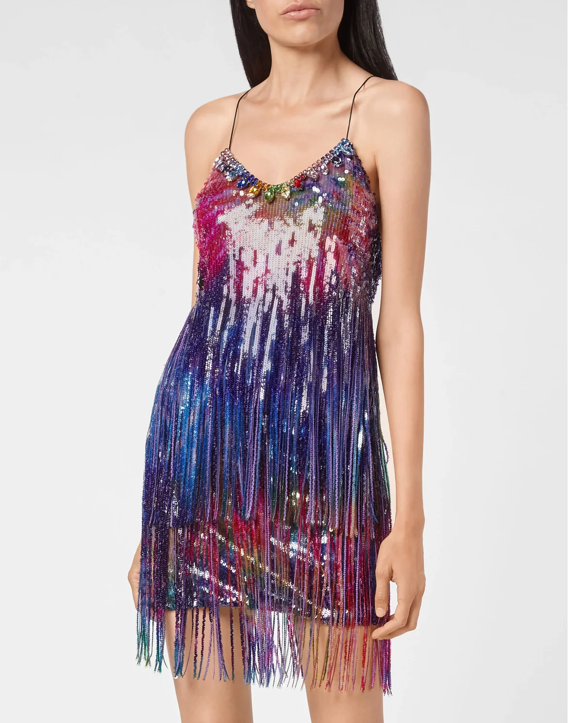 Short Dress Paillettes Fringe  Tie dye, цвет: Мультиколор